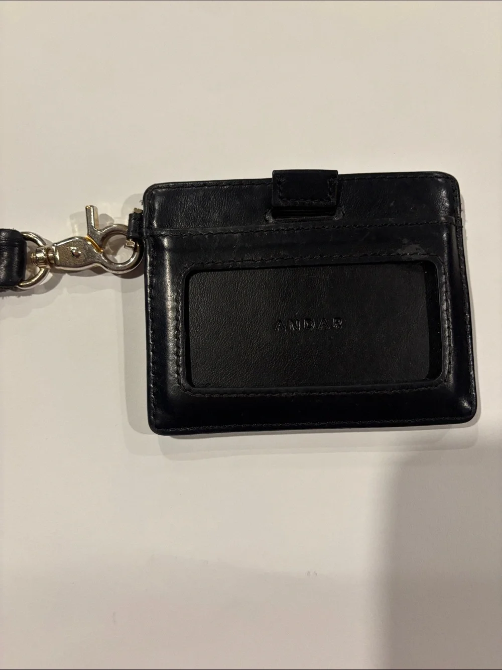 Andar The Denner Leather Wallet Wristlet - Black with Gold Hardware